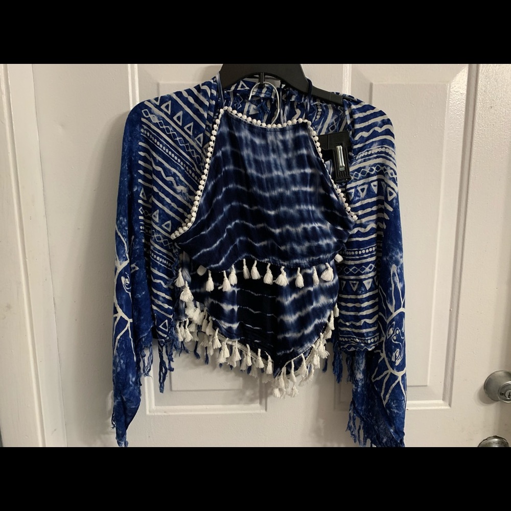 Tie die shorts set w/sarong